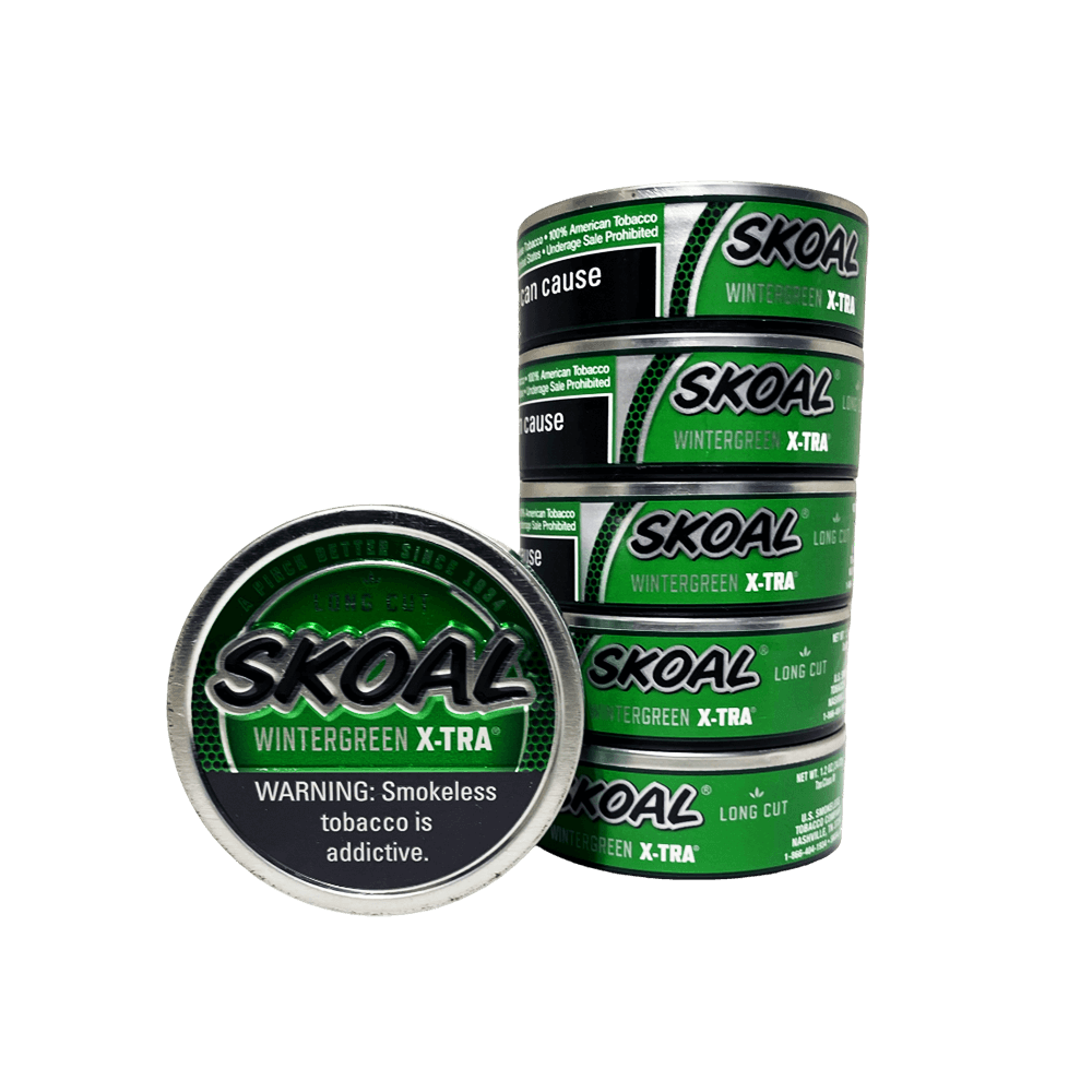 Skoal Wintergreen X-TRA Long Cut dipping tobacco roll of 5 tins - buy Skoal Wintergreen XTRA online at best price with fast shipping