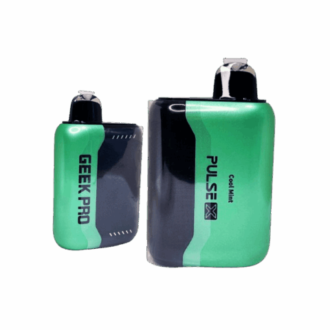Geek Bar Pulse X 25K Puffs Cool Mint disposable vape in green and black with Geek Pro device